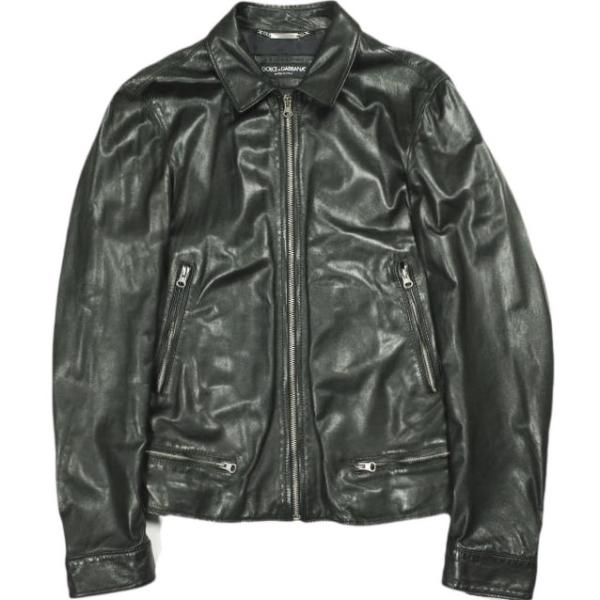 DOLCE＆GABBANA ドルチェアンドガッバーナ イタリア製 ラムスキン レザージャケット G9...
