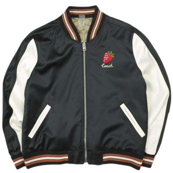 COACH コーチ リバーシブル シグネチャー スーベニアジャケット ストロベリーエンブロイダリー ...