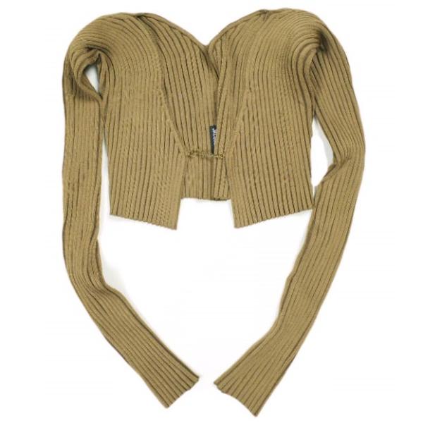 JACQUEMUS ジャックムス リブニット プレートカーディガン Free Brown マイクロチ...