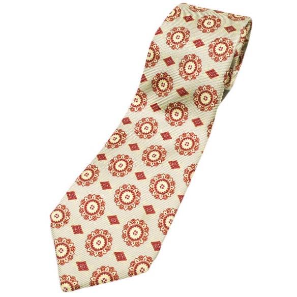 KITON キートン イタリア製 小紋柄シルクネクタイ イエローベージュ g24648