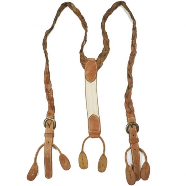 RRL ダブルアールエル イタリア製 BLADE LEATHER SUSPENDER メッシュレザー...