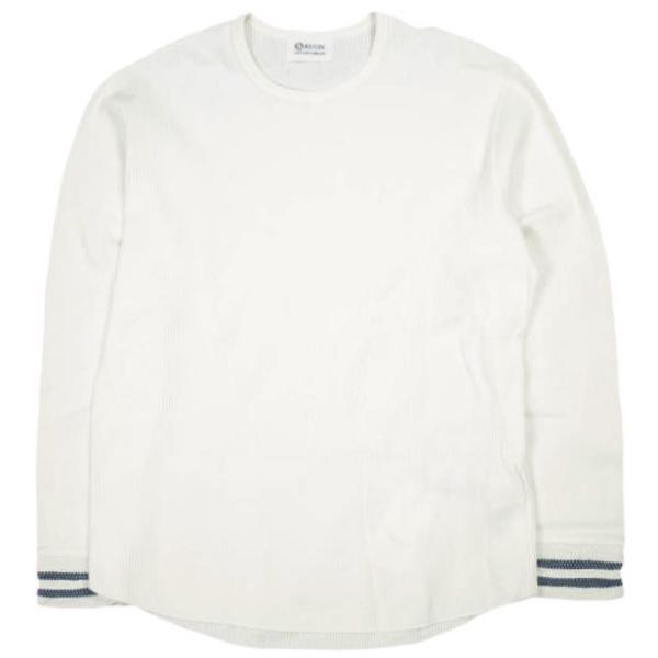 新品 KUON クオン 日本製 リブ裂き織りワッフルサーマルカットソー 2001-CS05 M WH...