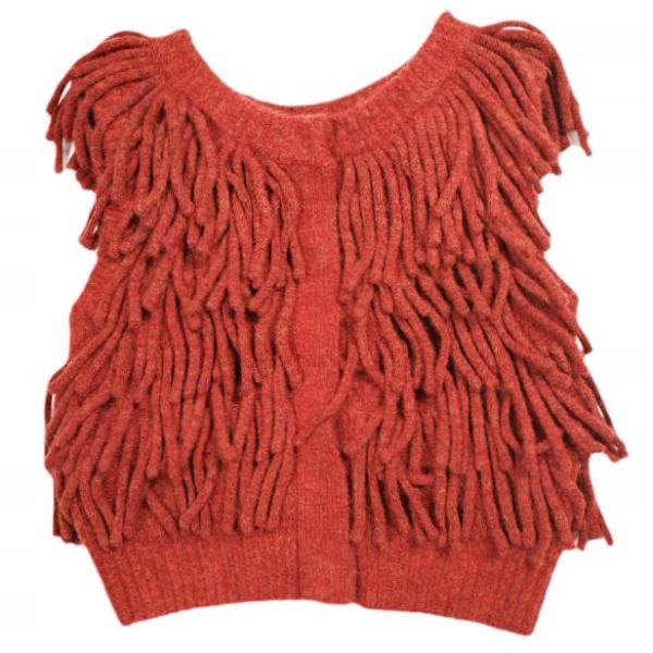 新品 CLANE クラネ 24AW W FACE FRINGE KNIT VEST ダブルフェイスフ...