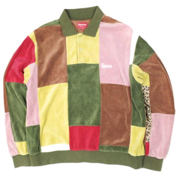 SUPREME シュプリーム 20AW Patchwork Velour L/S Polo パッチワ...