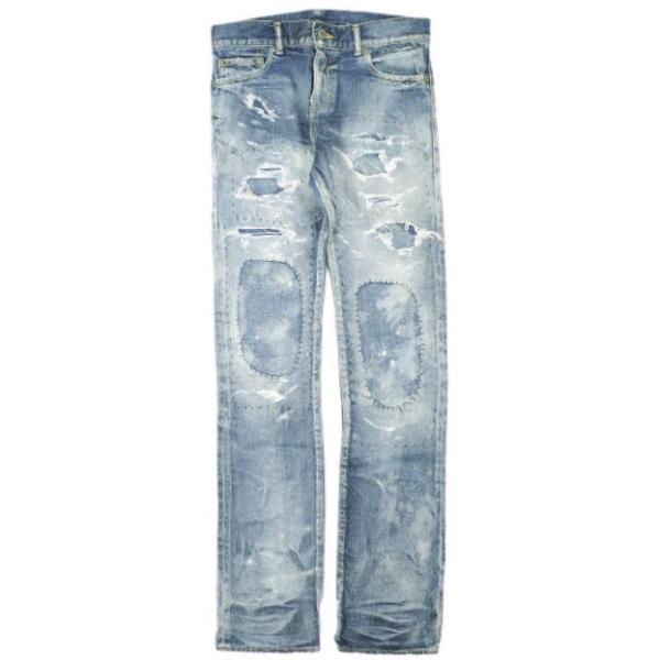 新品 NOVE ノーヴェ Damaged Repaired Stretch Denim Pants ...