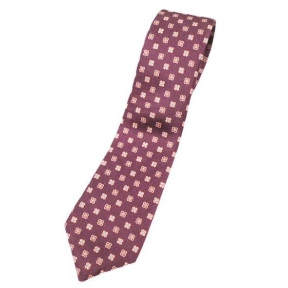 KITON キートン イタリア製 小花柄シルクネクタイ Bordeaux フラワー フローラルプリン...