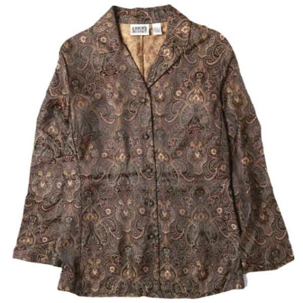CHICO'S DESIGN チコスデザイン 90s ペイズリーシャツジャケット 0 ブロンズ ヴィ...