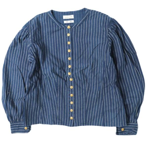BEAMS BOY ビームスボーイ 日本製 ウォバッシュストライプノーカラーシャツ  1311-00...