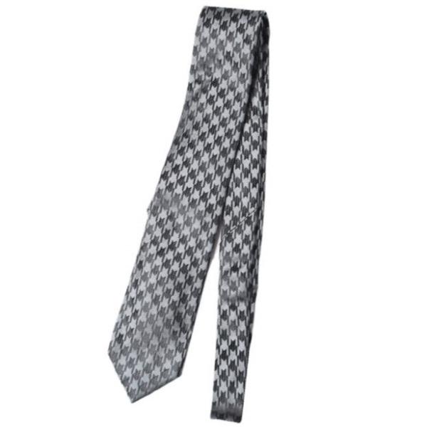 TOM FORD トムフォード イタリア製 千鳥格子シルクネクタイ GRAY/BLACK g2777...