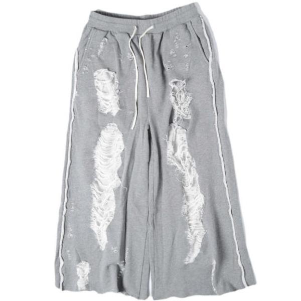 Danke Schon ダンケシェーン ダメージワイドスウェットパンツ Free GRAY L.H....
