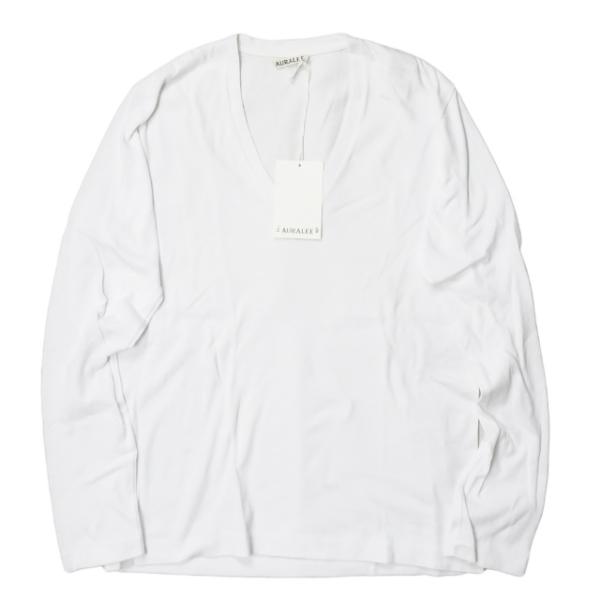 オーラリー AURALEE 日本製 SEAMLESS V NECK L/S TEE シームレスVネッ...