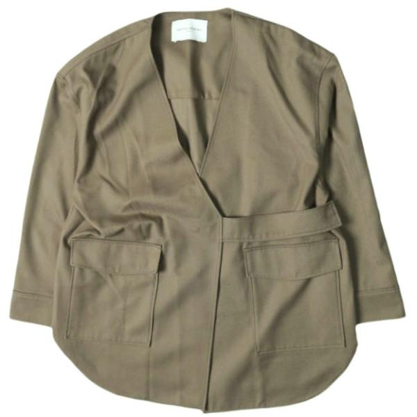 UNITED ARROWS ユナイテッドアローズ ツイル Vノーカラーシャツジャケット 1522-1...