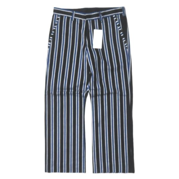 新品 KUON クオン 20AW 日本製 TRIMMED TROUSERS 裂き織りストライプトラウ...