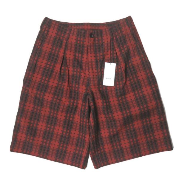 新品 KUON クオン 20AW SASHIKO TARTAN 3/4 Length Pants 刺...