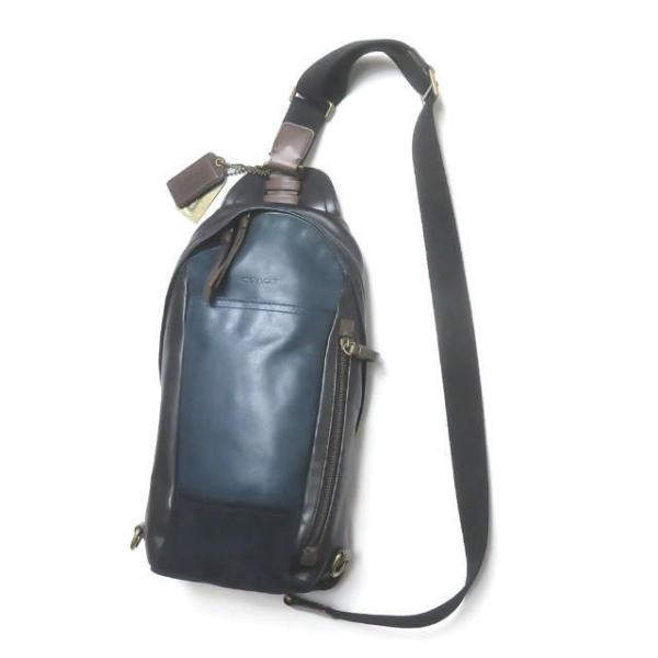 COACH コーチ レザーボディバッグ M1373-70796 ネイビー/ブラック スリングバッグ ...