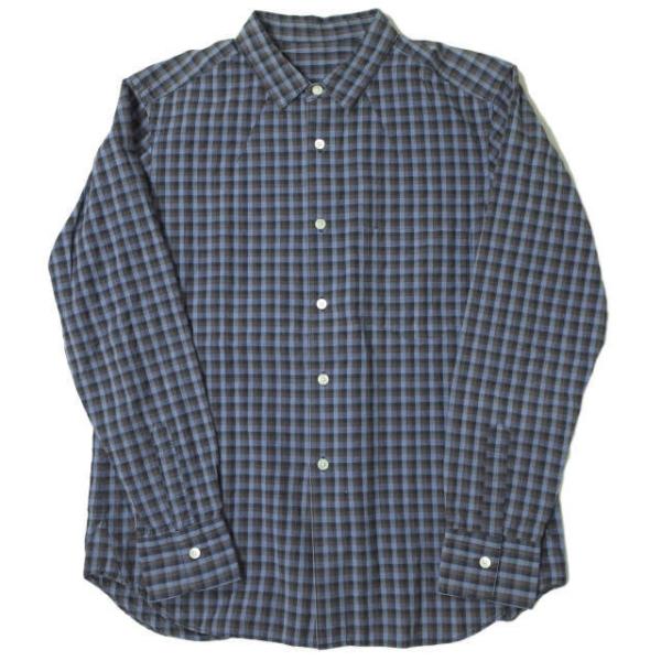 URU ウル 日本製 スタンダードシャツ 15SUS01A 1 ブルー/ブラウン 長袖 チェック ト...