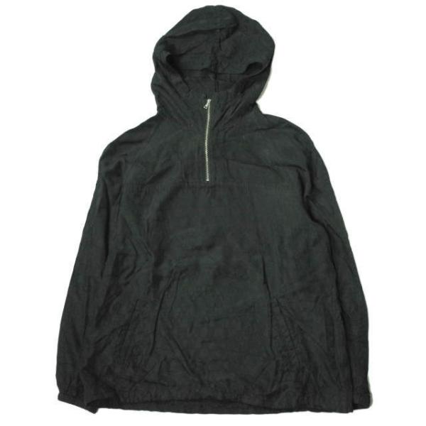 URU ウル 日本製 キュプラアノラックパーカー 14FUJ06 2 BLACK 総柄 ハーフジップ...