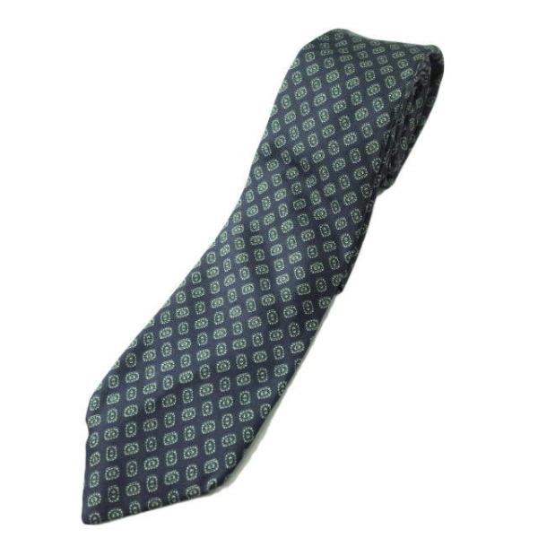 Aquascutum アクアスキュータム イタリア製 小紋柄シルクネクタイ ネイビー タイ g771...