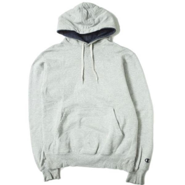 Champion チャンピオン 紺タグ Vガゼット スウェットプルオーバーパーカー S グレー トッ...