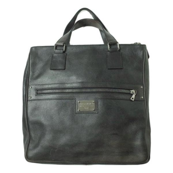 DOLCE＆GABBANA ドルチェアンドガッバーナ イタリア製 ヴィンテージ加工レザートートバッグ...