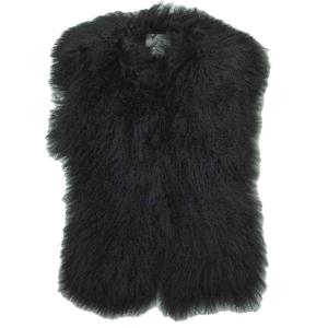 TERZAKOU PARIS テルザクパリ フランス製 SHEEP FUR VEST シープファーフリンジベスト Free ブラック ジレ 毛皮 トップス g8648｜looponline