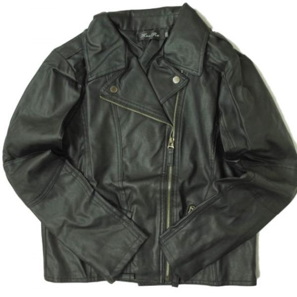 新品 no brand ノーブランド フェイクレザー ダブルライダースジャケット S ブラック アウ...