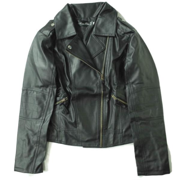 新品 no brand ノーブランド フェイクレザー ダブルライダースジャケット L ブラック アウ...