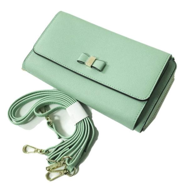 新品 ノーブランド LEATHER MULTI MINIBAG 3WAY リボン付き フェイクレザー...