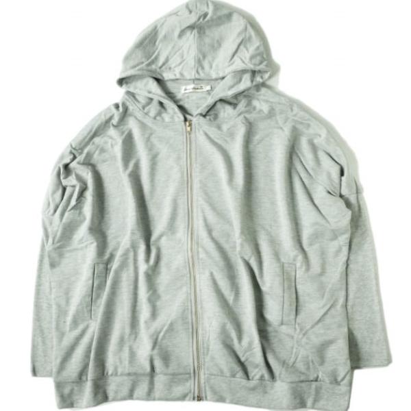 新品 no brand ノーブランド オーバーサイズ スウェットジップアップパーカー XL グレー ...