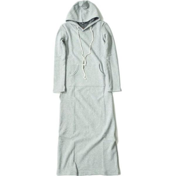 新品 no brand ノーブランド パーカーマキシワンピース M ライトグレー スウェット 裏フリ...