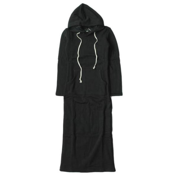 新品 no brand ノーブランド パーカーマキシワンピース M ブラック スウェット 裏フリース...