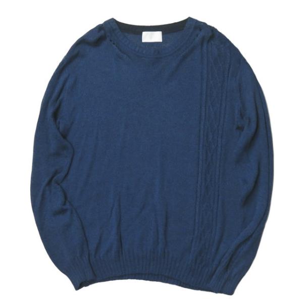 ウル URU 日本製 コットンリネンケーブルサマーニット S13-UK04 2 ブルー セーター 長...