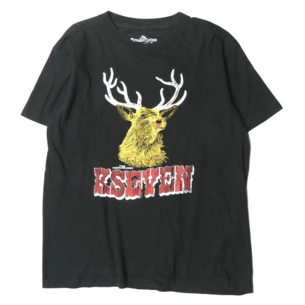 テンダーロイン TENDERLOIN 日本製 T-TEE 2 トナカイプリントTシャツ L ブラック...