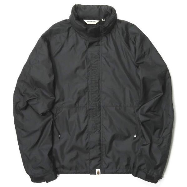 ア ベイシング エイプ A BATHING APE ロゴ刺繍ナイロンジャケット XL ブラック BA...