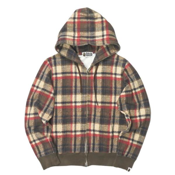 ア ベイシング エイプ A BATHING APE 日本製 ラブジェネチェック スウェットフルジップ...