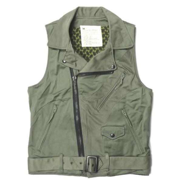 インク ink 日本製 Remake Riders Vest リメイクライダースベスト M オリーブ...