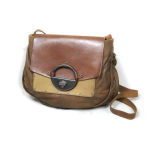 ディーゼル DIESEL レザーフラップショルダーバッグ ブラウン カバン