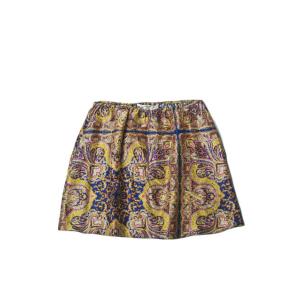 CARVEN カルヴェン カルベン シルクペイズリーイージースカート 38 ネイビー/イエロー/ピン...