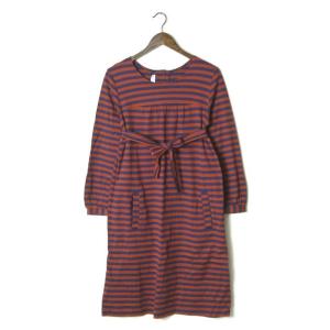 marimekko マリメッコ フィンランド製 Uネックボーダーワンピース XS オレンジ 長袖 ギ...