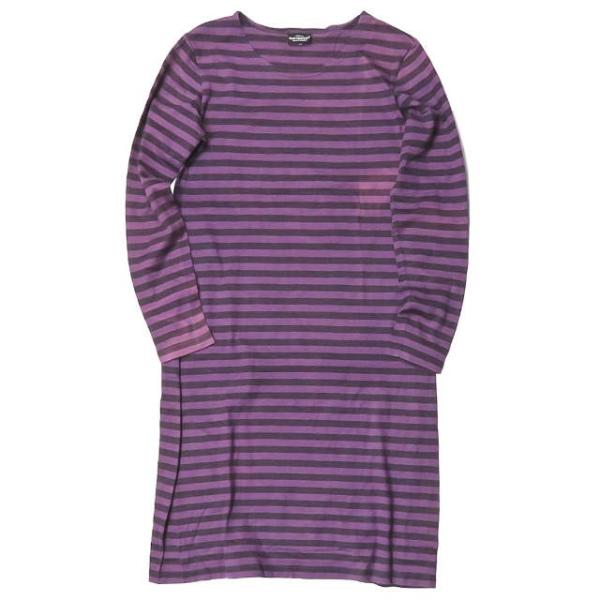 marimekko マリメッコ フィンランド製 コットンボーダーTシャツワンピース XS パープル ...
