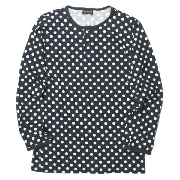 マリメッコ marimekko フィンランド製 ドットヘンリーネックTシャツ 160 ネイビー 長袖...