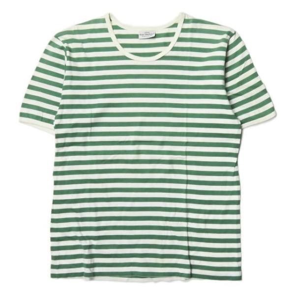マリメッコ marimekko フィンランド製 ボーダーショートスリーブTシャツ S グリーン 半袖...
