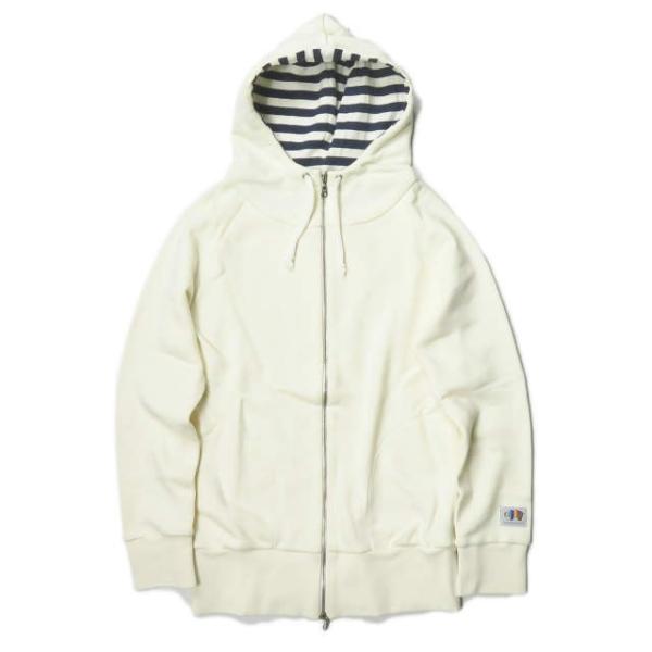 マリメッコ marimekko スウェットジップアップパーカー XS アイボリー ボーダー フーディ...