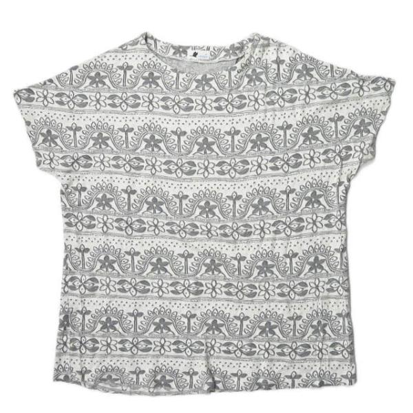 ミラコ miraco フラワーパターンジャガードチュニック フリー グレー ボーダー ワンピース 総...