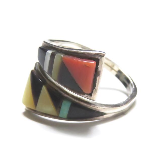 Cena Weebothee ズニ族 インディアンジュエリー アジャスタブル インレイリング 10号...