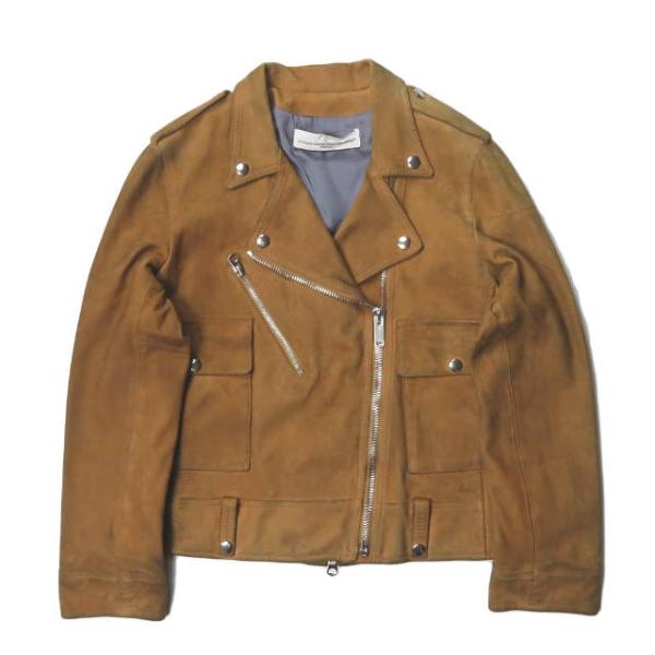 GOLDEN GOOSE ゴールデングース ダメージ加工スエードダブルライダースジャケット S ブラ...