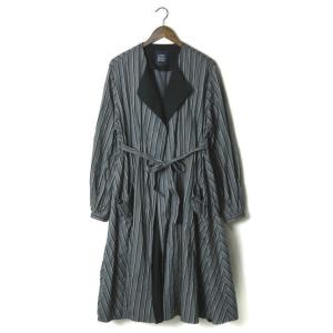 LIMI feu リミフゥ 18AW 日本製 コットンストライプガウンコート LV-C11-008 ...