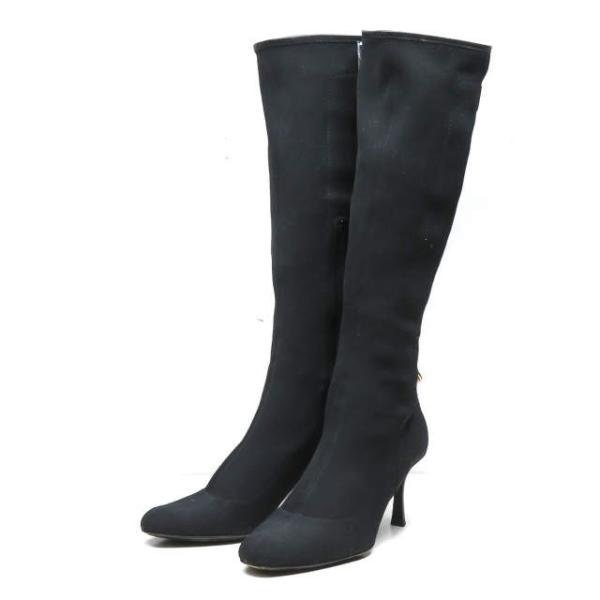 グッチ GUCCI イタリア製 シェリーライン ストレッチロングブーツ 38(25cm) ブラック ...