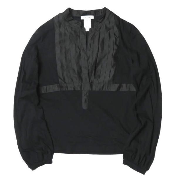 セリーヌ CELINE ギャザースリーブスキッパーブラウス XL ネイビー/ブラック 長袖 プルオー...