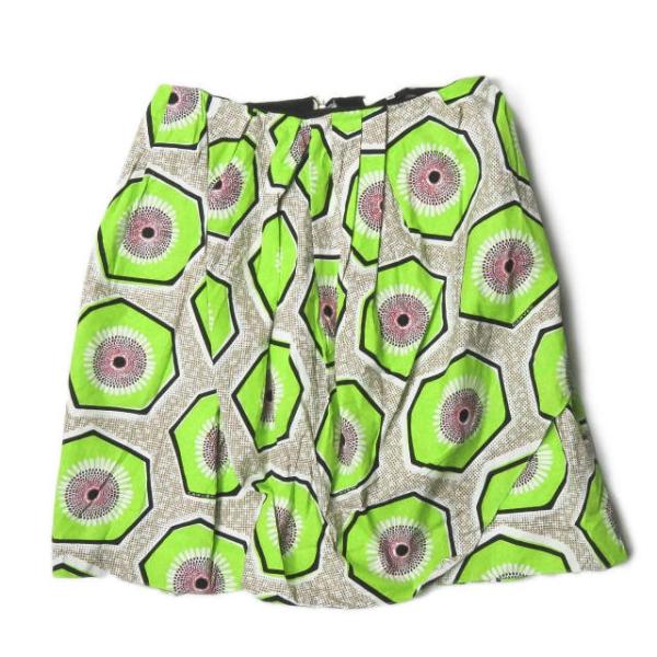 カルヴェン CARVEN キウイプリントレイヤードギャザースカート 290J52 40 グリーン コ...